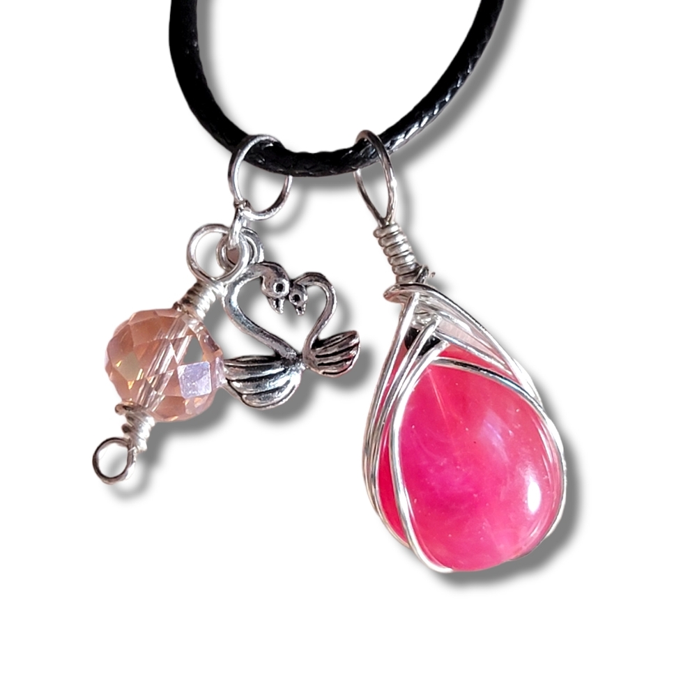 Handmade Pink Necklace With Charms